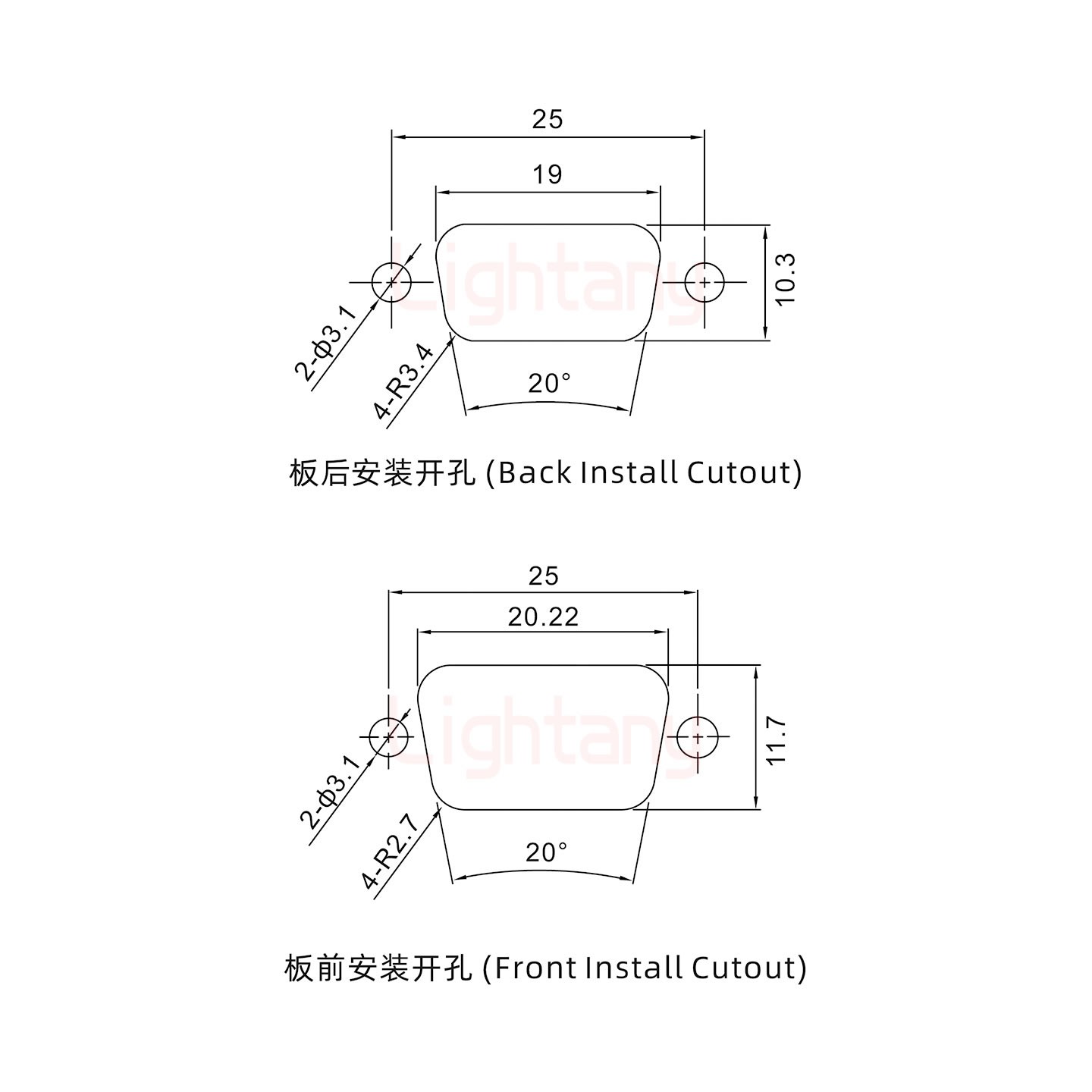 5W1公短體焊線/光孔/大電流30A