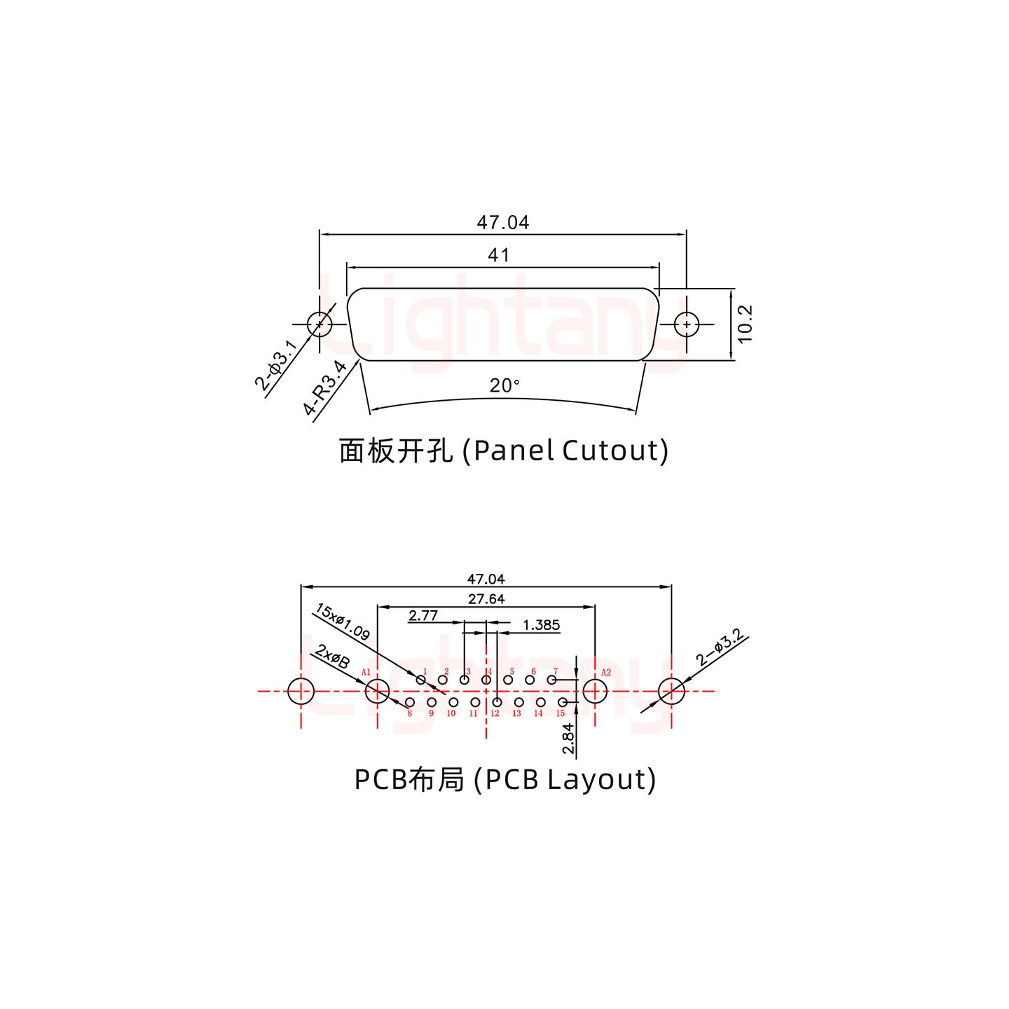 17W2公PCB直插板/鉚魚叉7.0/大電流40A