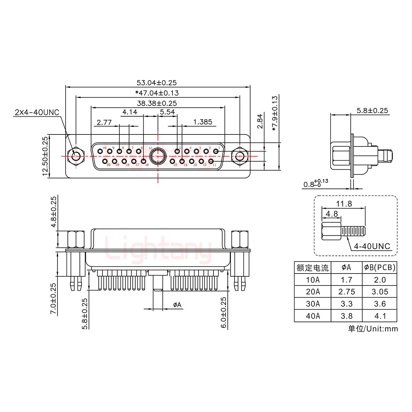 21W1母PCB直插板/鉚魚(yú)叉7.0/大電流20A