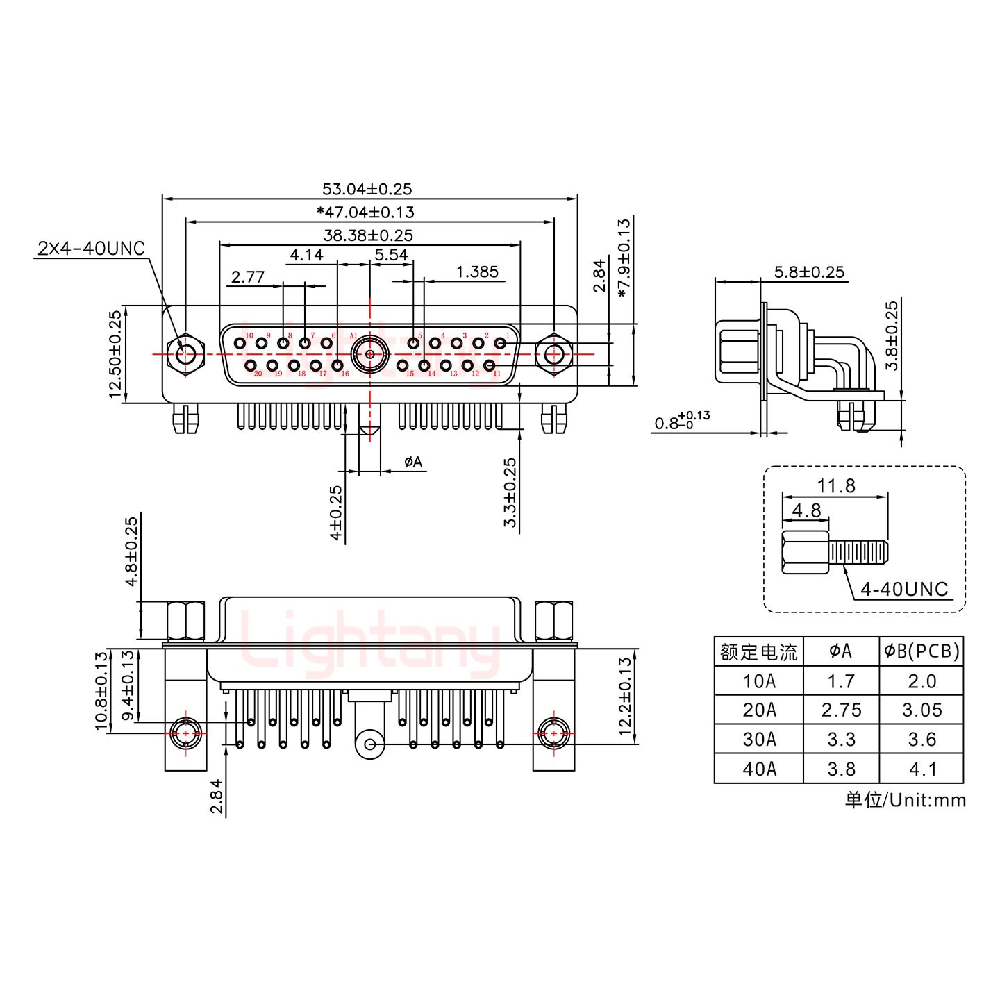 21W1母PCB彎插板/鉚支架10.8/大電流10A