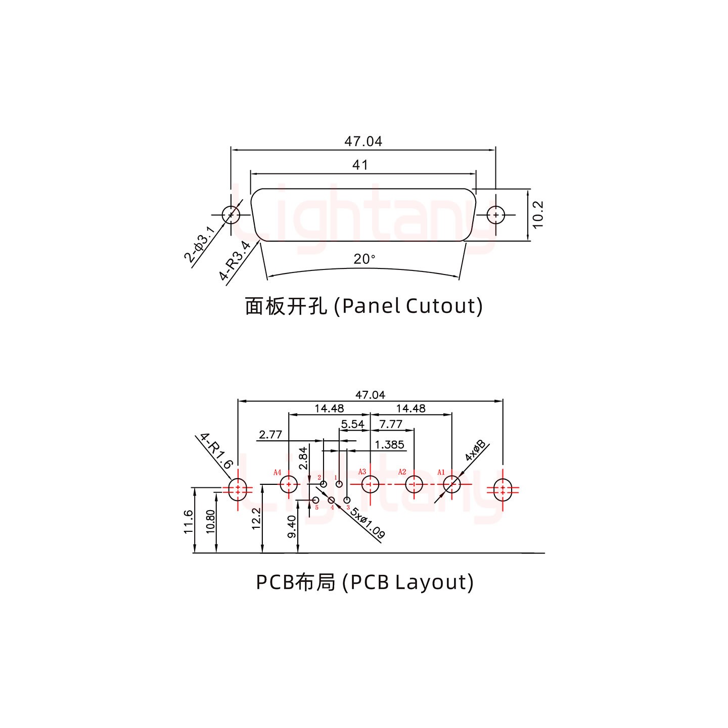 9W4母PCB彎插板/鉚支架11.6/大電流10A