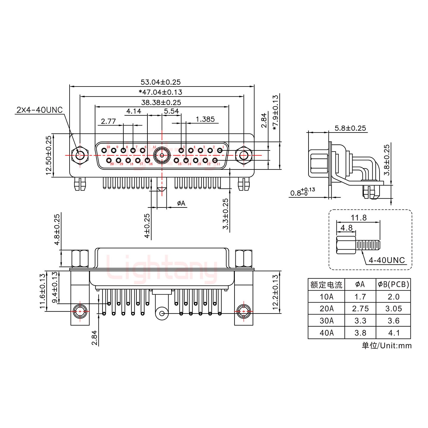 21W1母PCB彎插板/鉚支架11.6/大電流40A