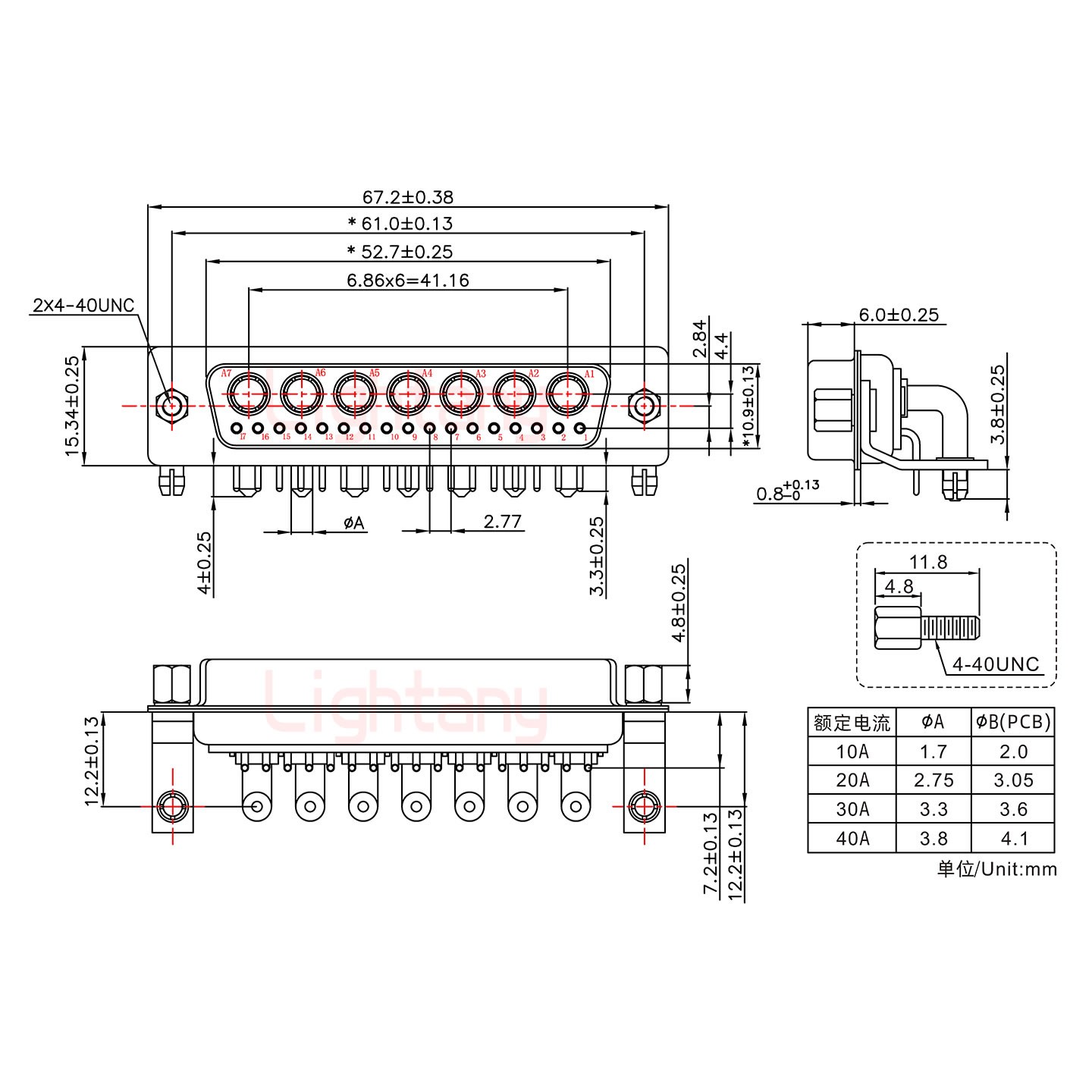 24W7母PCB彎插板/鉚支架12.2/大電流30A