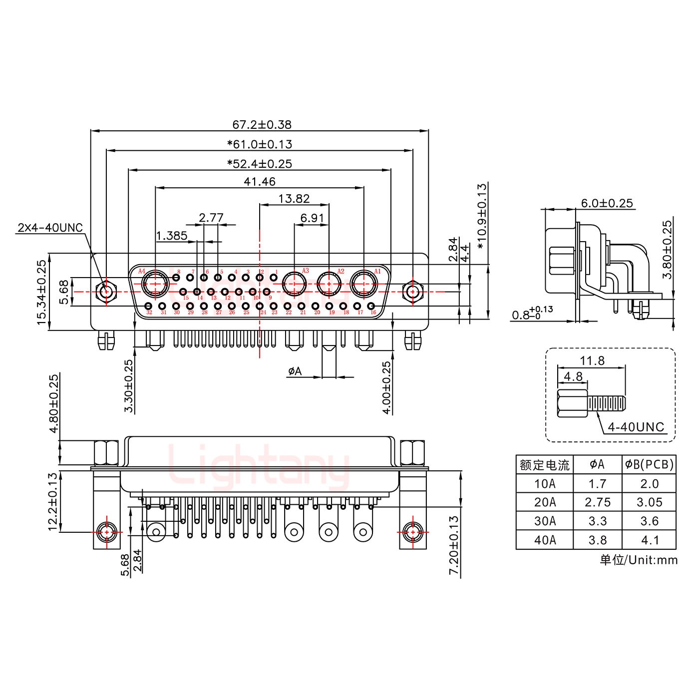 36W4母PCB彎插板/鉚支架12.2/大電流40A