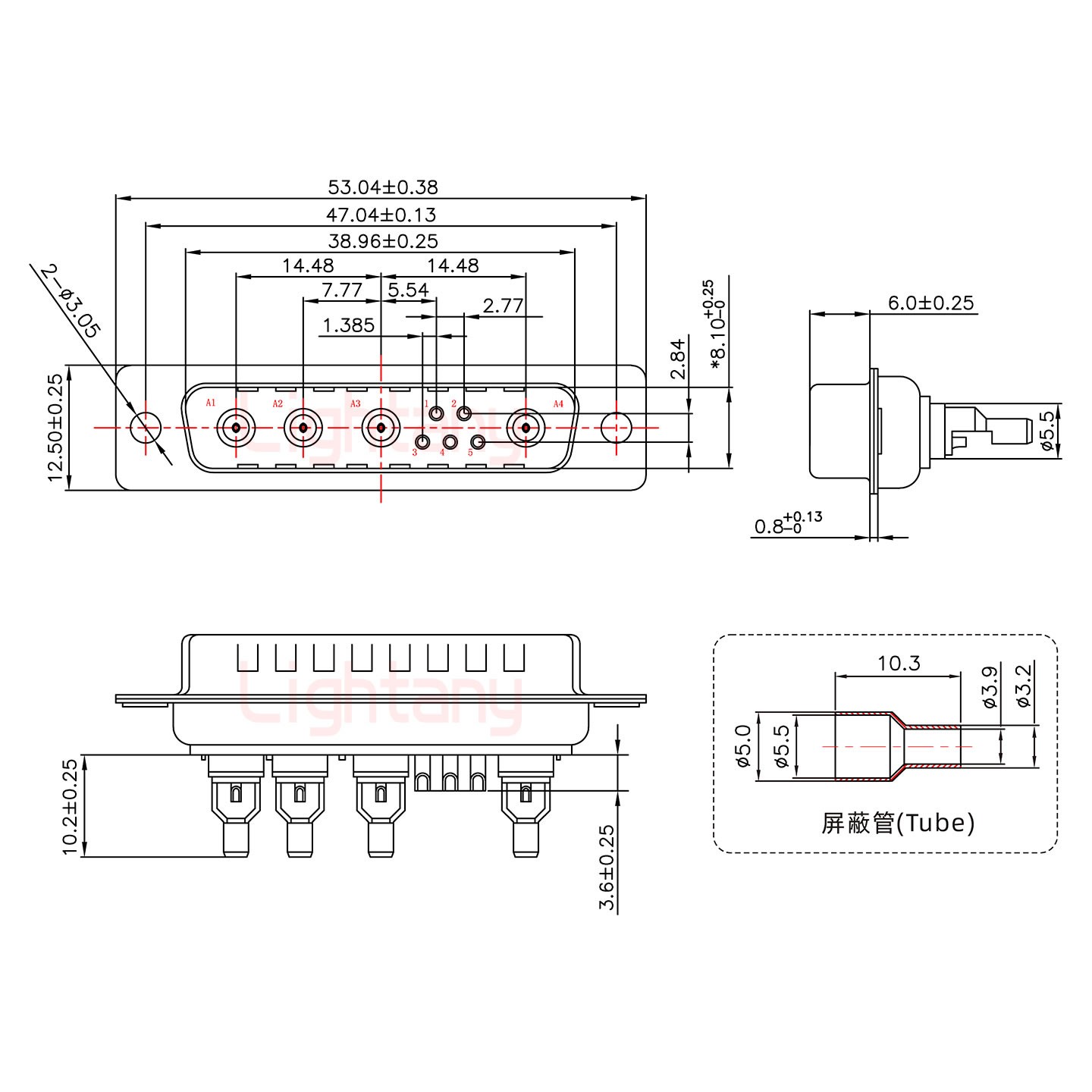 9W4公焊線式/光孔/射頻同軸50歐姆