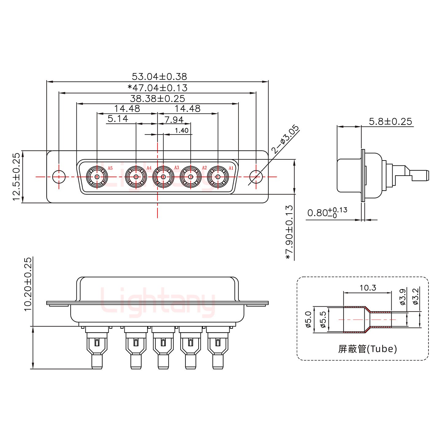 5W5母焊線式50歐姆+25P金屬外殼1015彎出線4~12mm