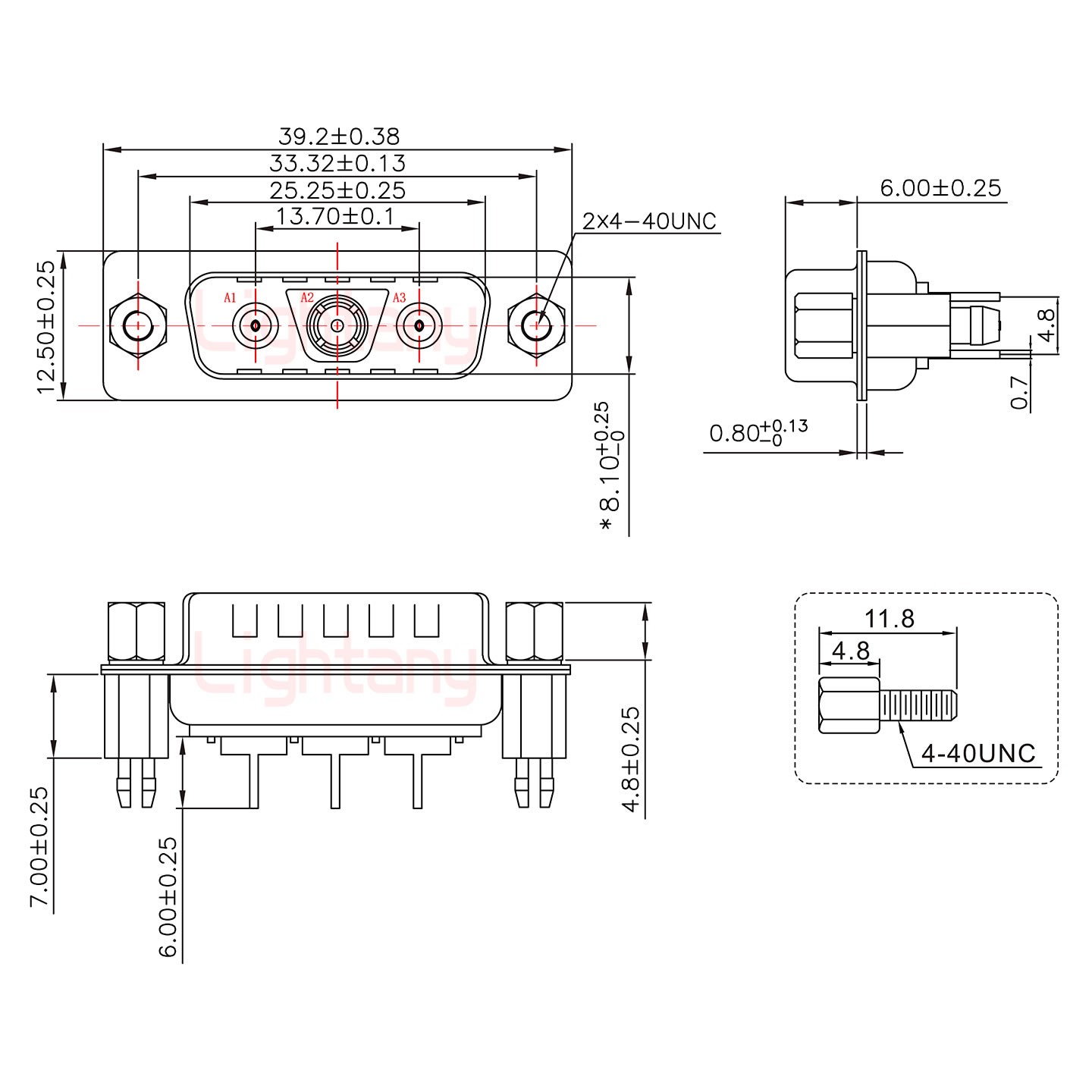 3V3公PCB直插板/鉚魚叉7.0/射頻同軸75歐姆