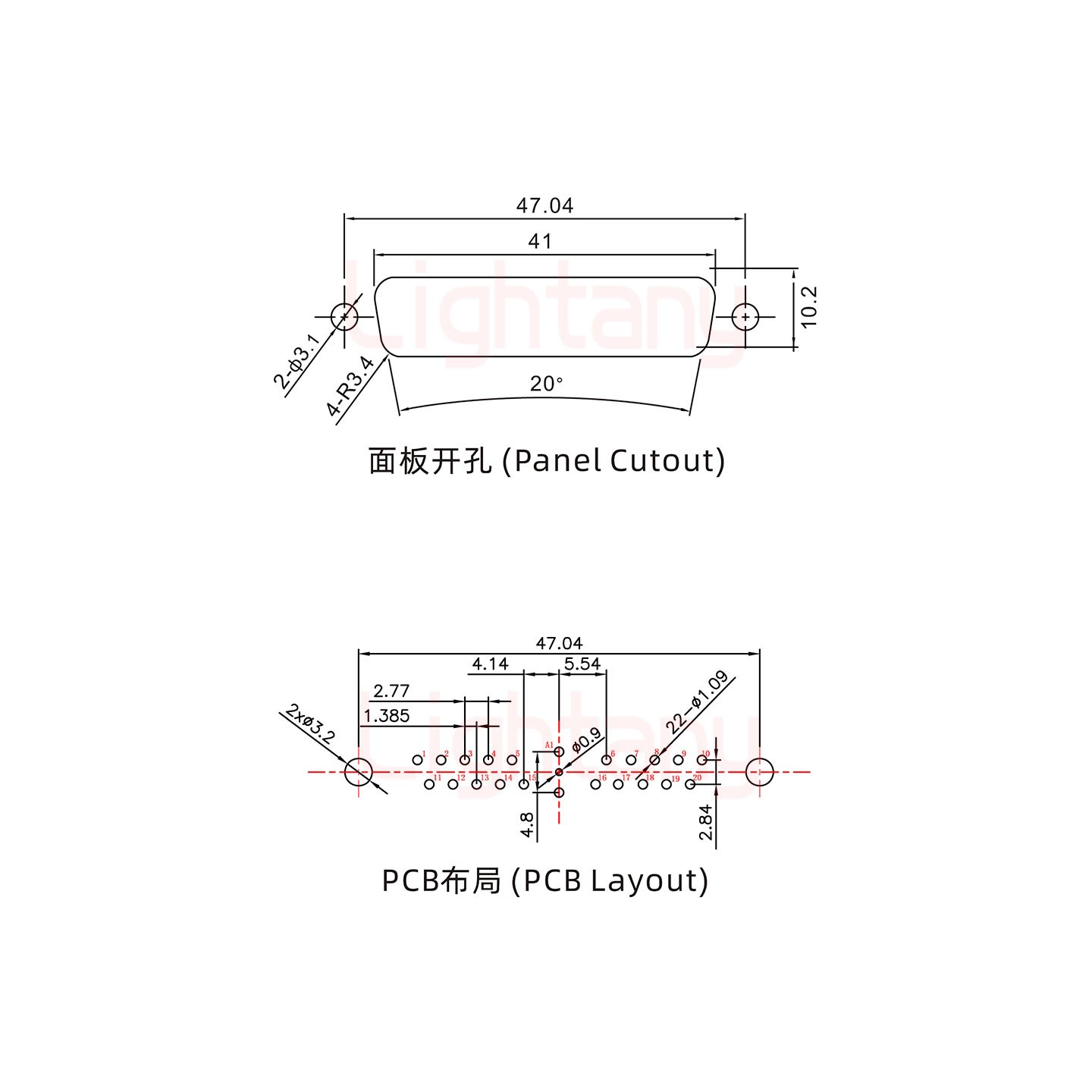 21W1公PCB直插板/鉚魚叉7.0/射頻同軸75歐姆