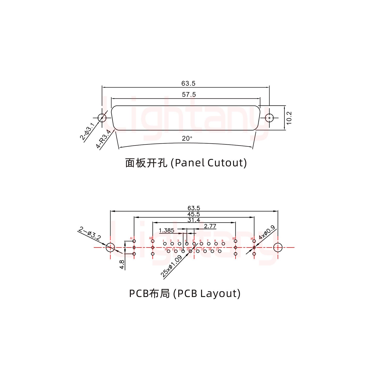 21W4公PCB直插板/鉚魚叉7.0/射頻同軸75歐姆