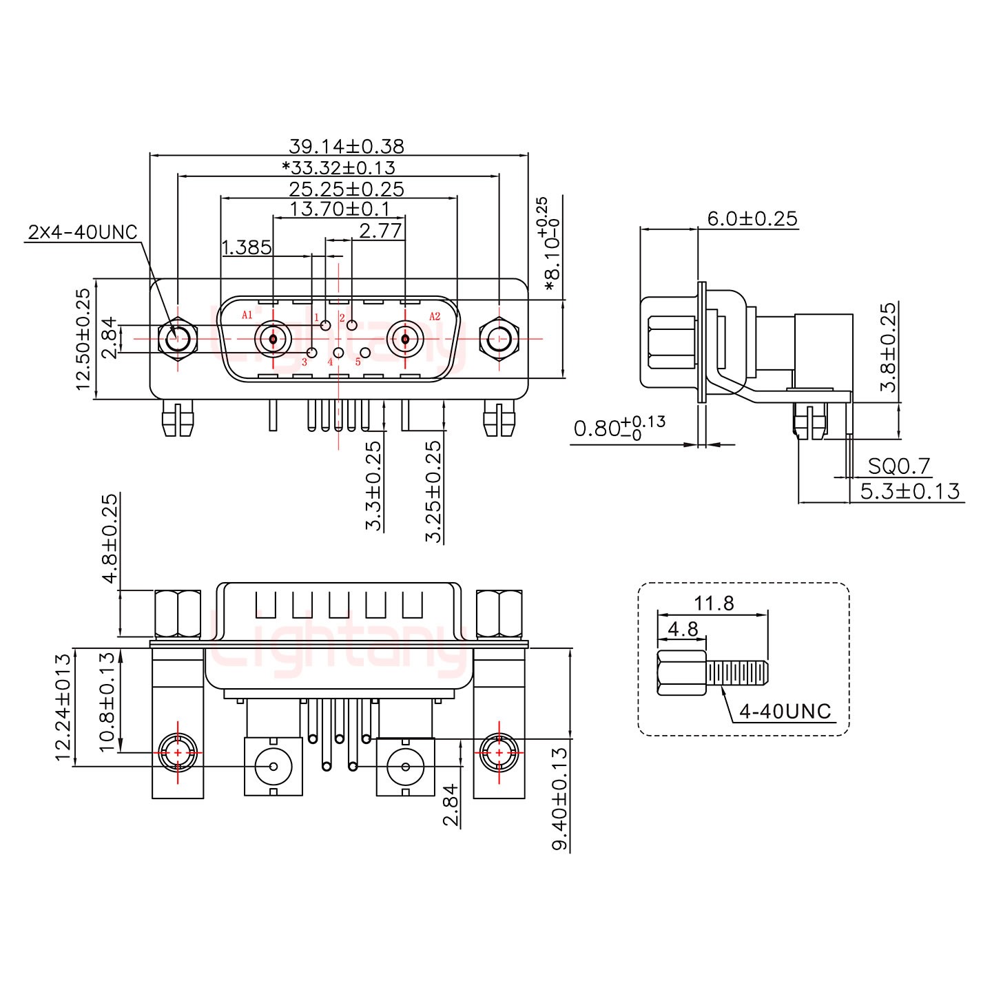 7W2公PCB彎插板/鉚支架10.8/射頻同軸50歐姆