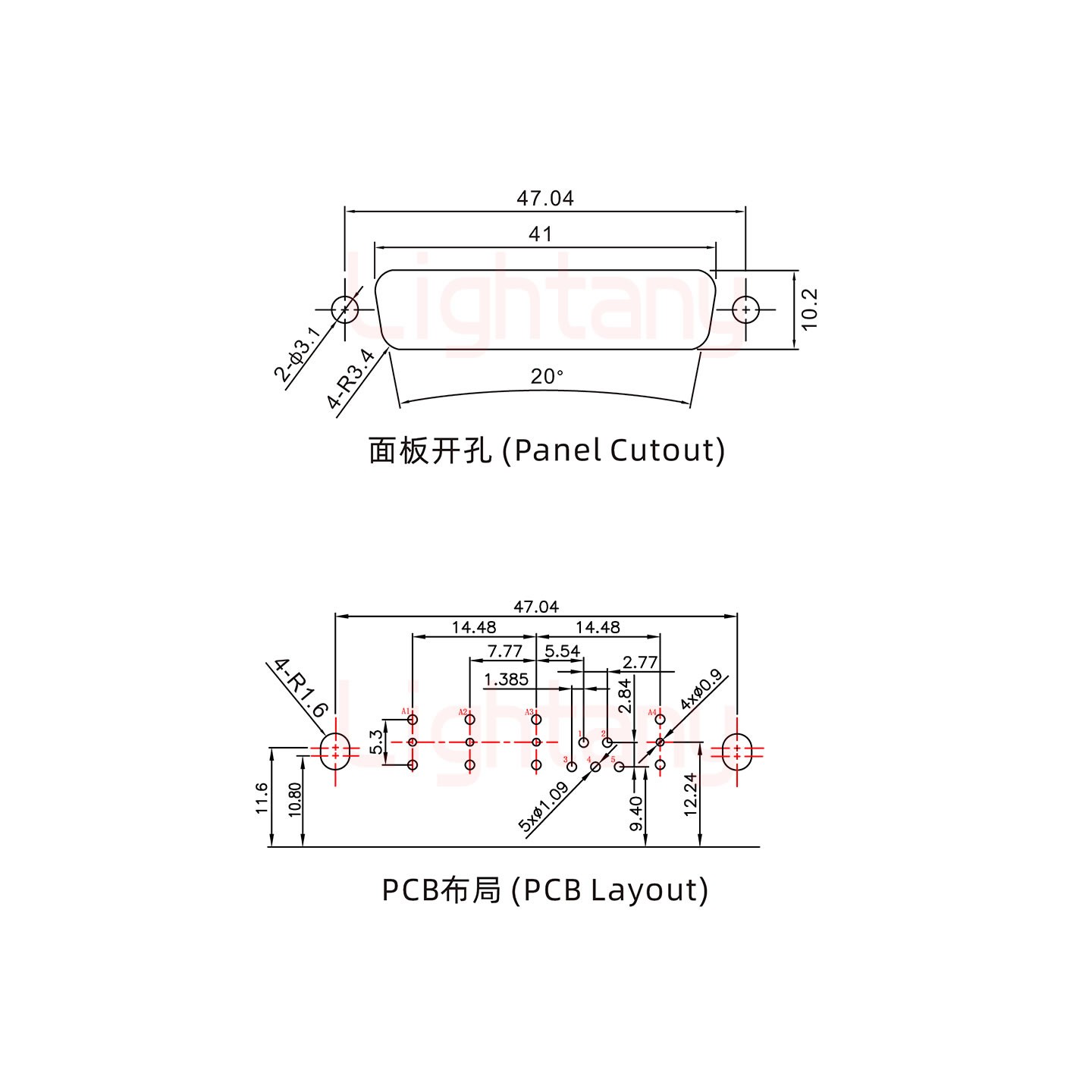 9W4公PCB彎插板/鉚支架10.8/射頻同軸50歐姆