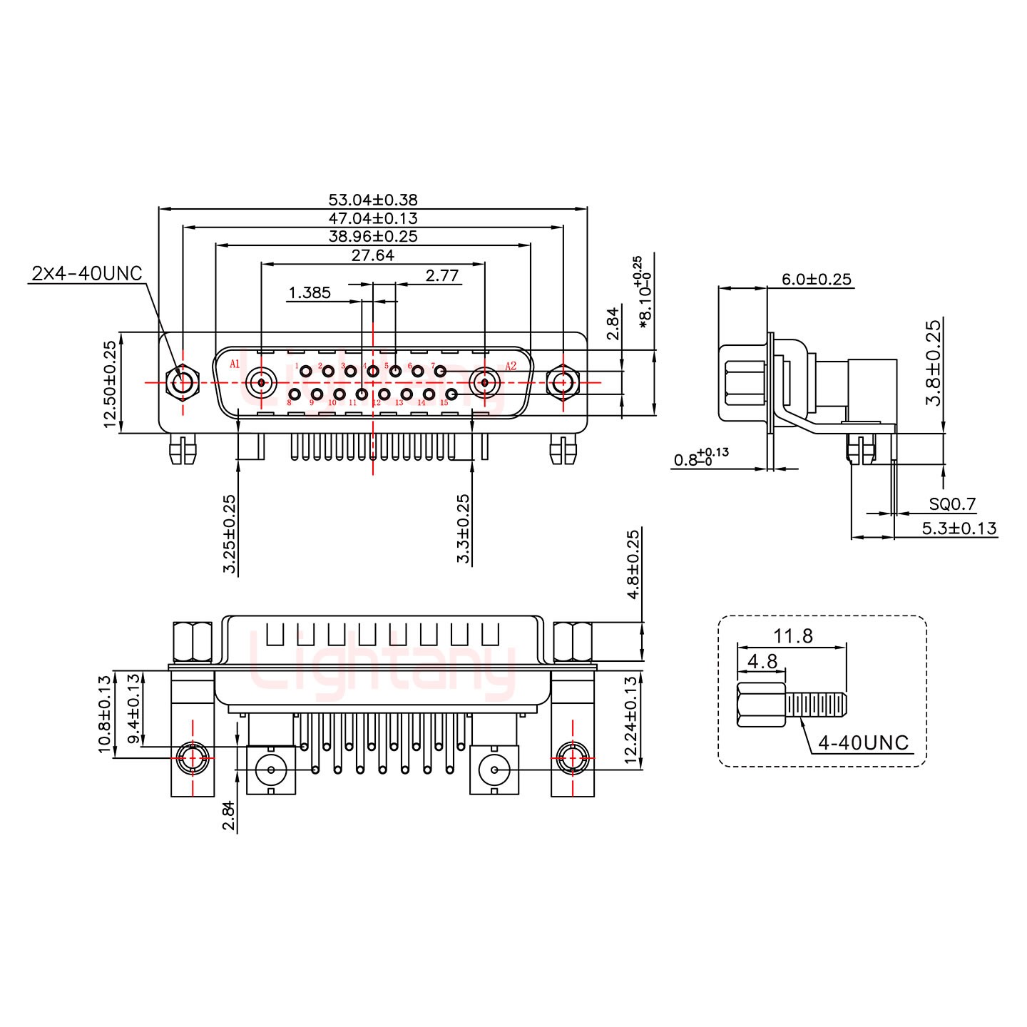 17W2公PCB彎插板/鉚支架10.8/射頻同軸50歐姆