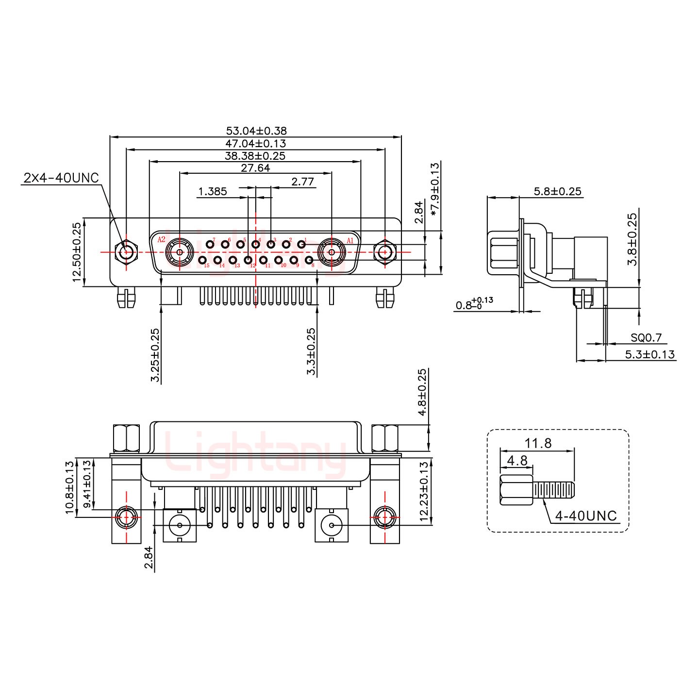 17W2母PCB彎插板/鉚支架10.8/射頻同軸75歐姆