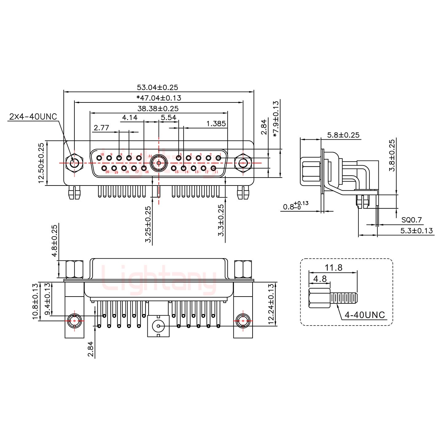 21W1母PCB彎插板/鉚支架10.8/射頻同軸75歐姆