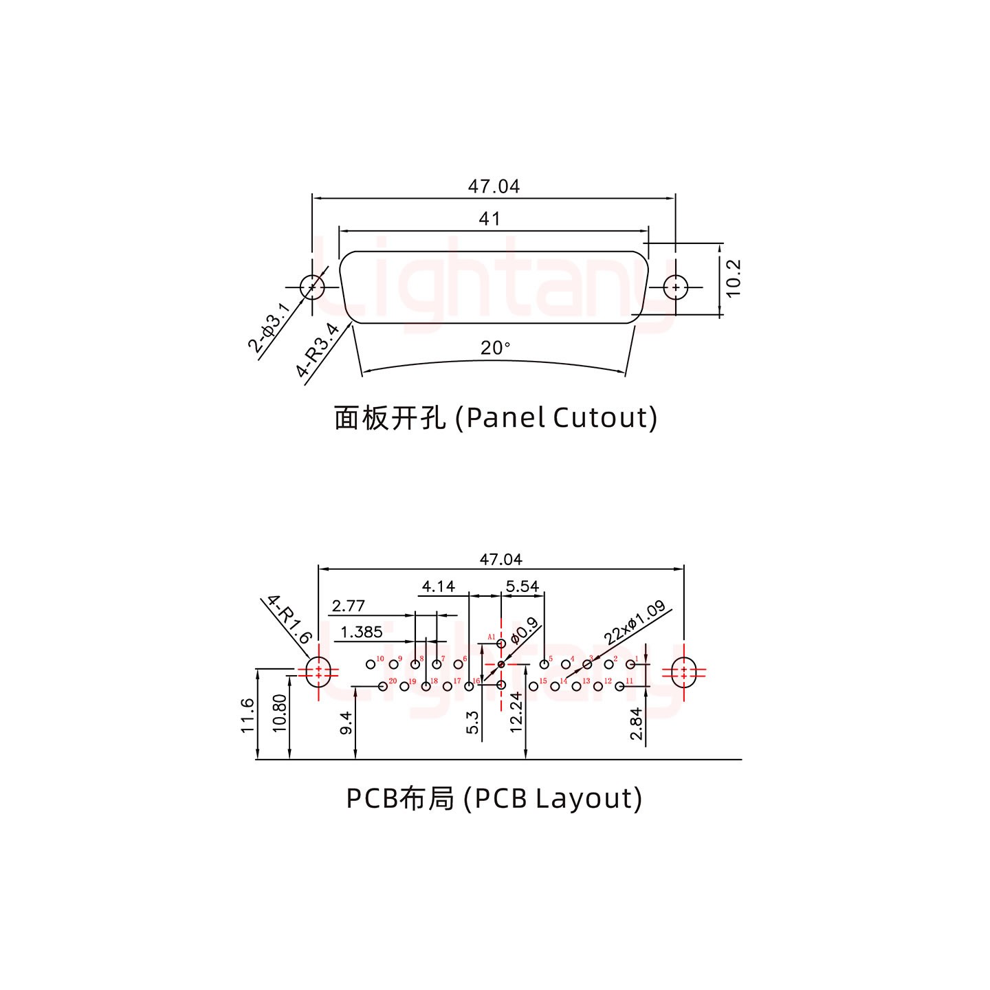 21W1母PCB彎插板/鉚支架10.8/射頻同軸75歐姆