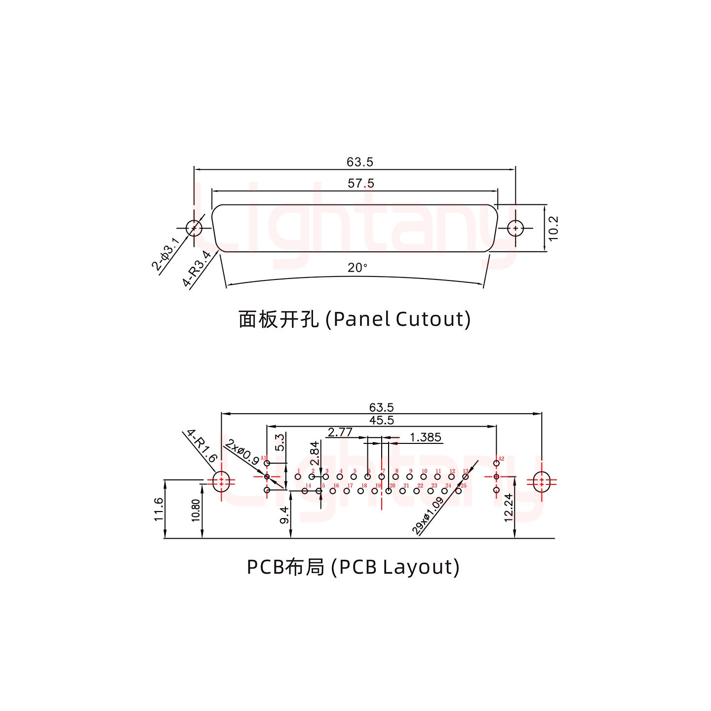 27W2公PCB彎插板/鉚支架11.6/射頻同軸50歐姆