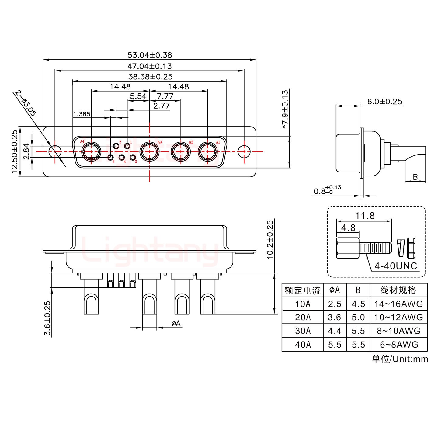 9W4母長(zhǎng)體焊線(xiàn)/配螺絲螺母/大電流30A