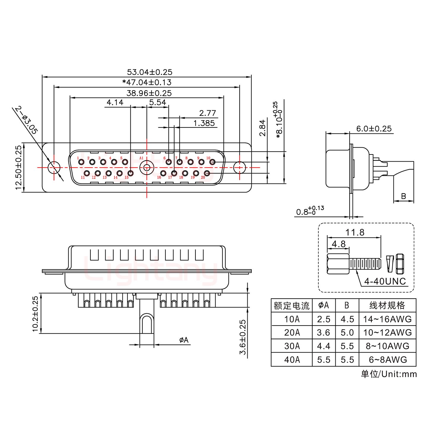 21W1公長體焊線/配螺絲螺母/大電流20A