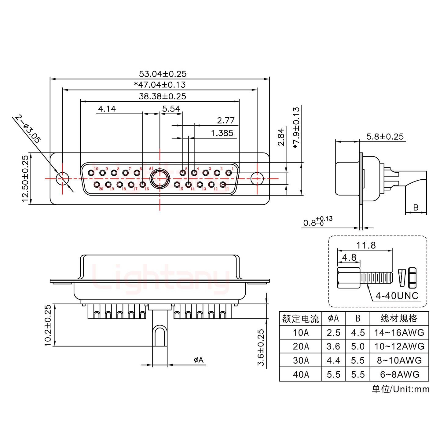 21W1母長體焊線/配螺絲螺母/大電流10A