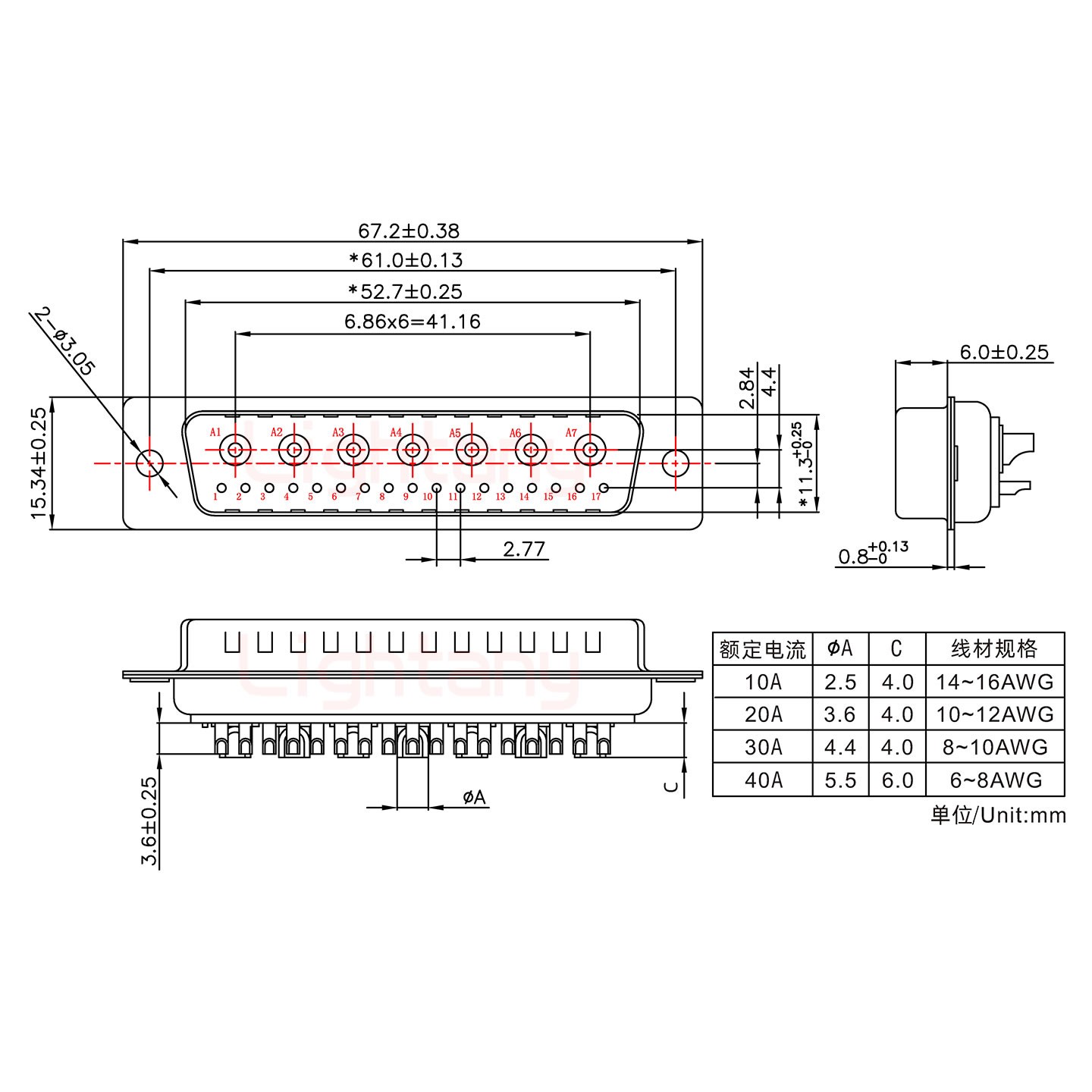 24W7公短體焊線/光孔/大電流10A