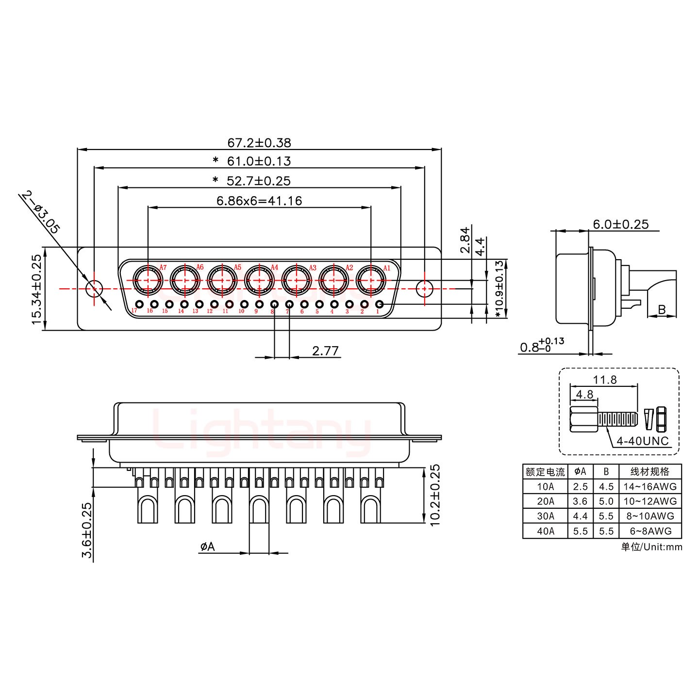 24W7母長體焊線/配螺絲螺母/大電流10A