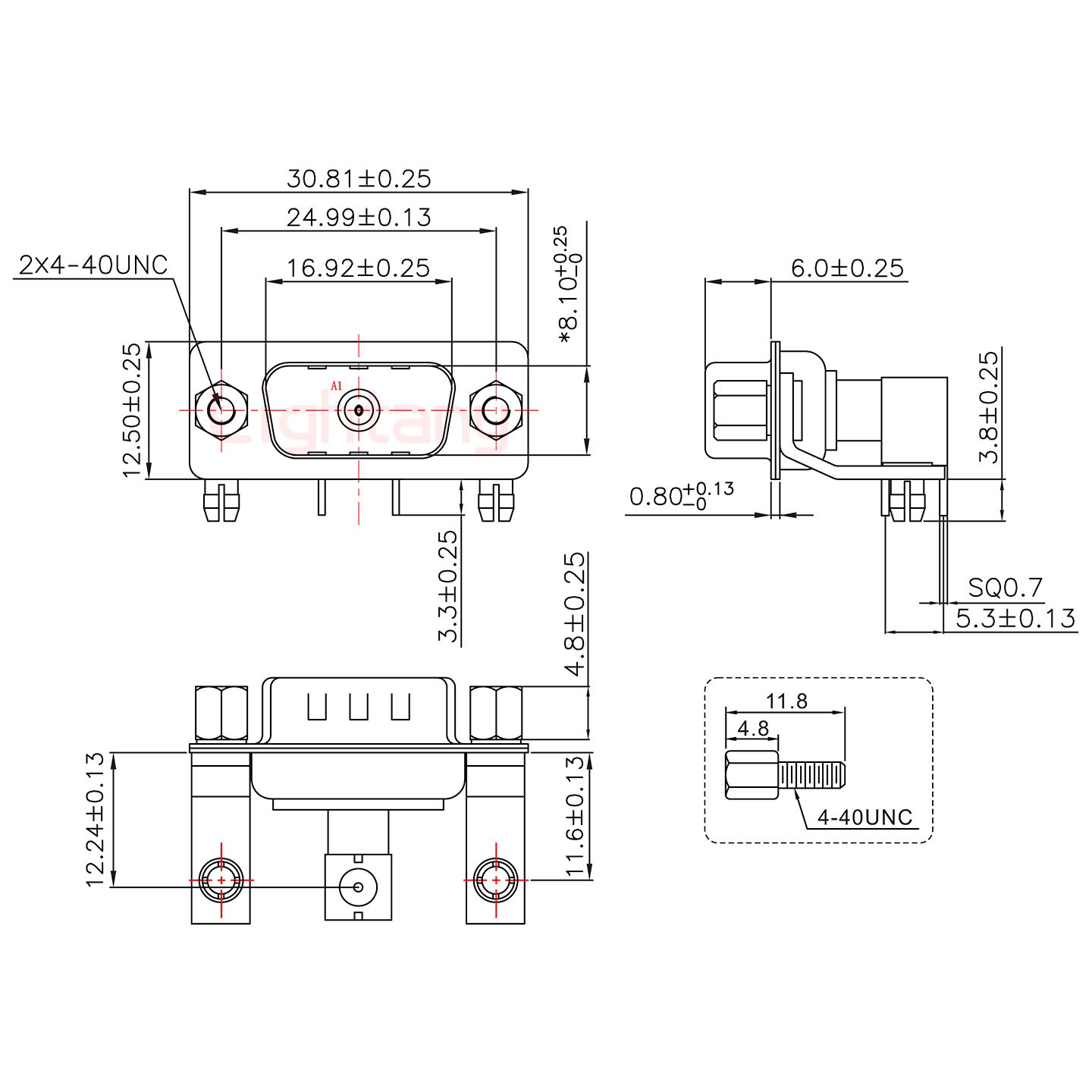 1W1公PCB彎插板/鉚支架11.6/射頻同軸50歐姆