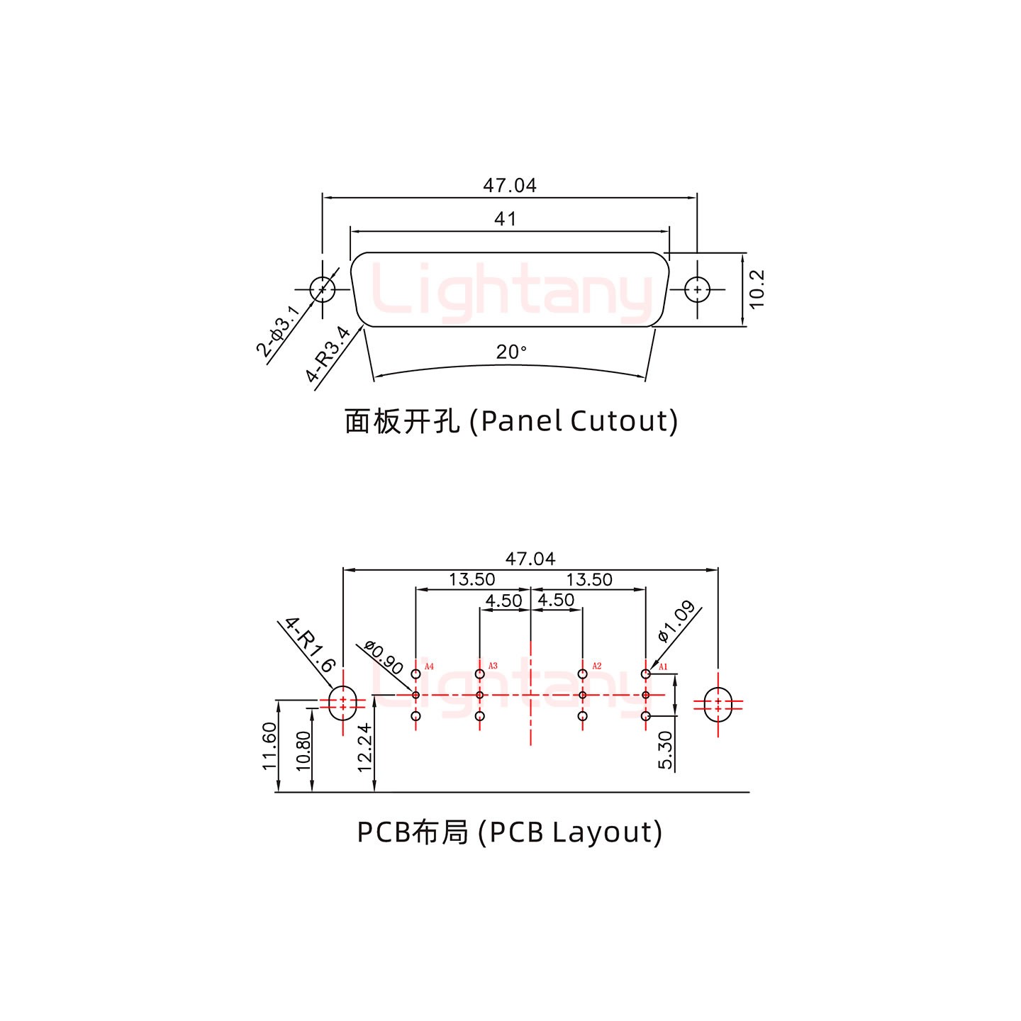 4V4母PCB彎插板/鉚支架10.8/射頻同軸75歐姆