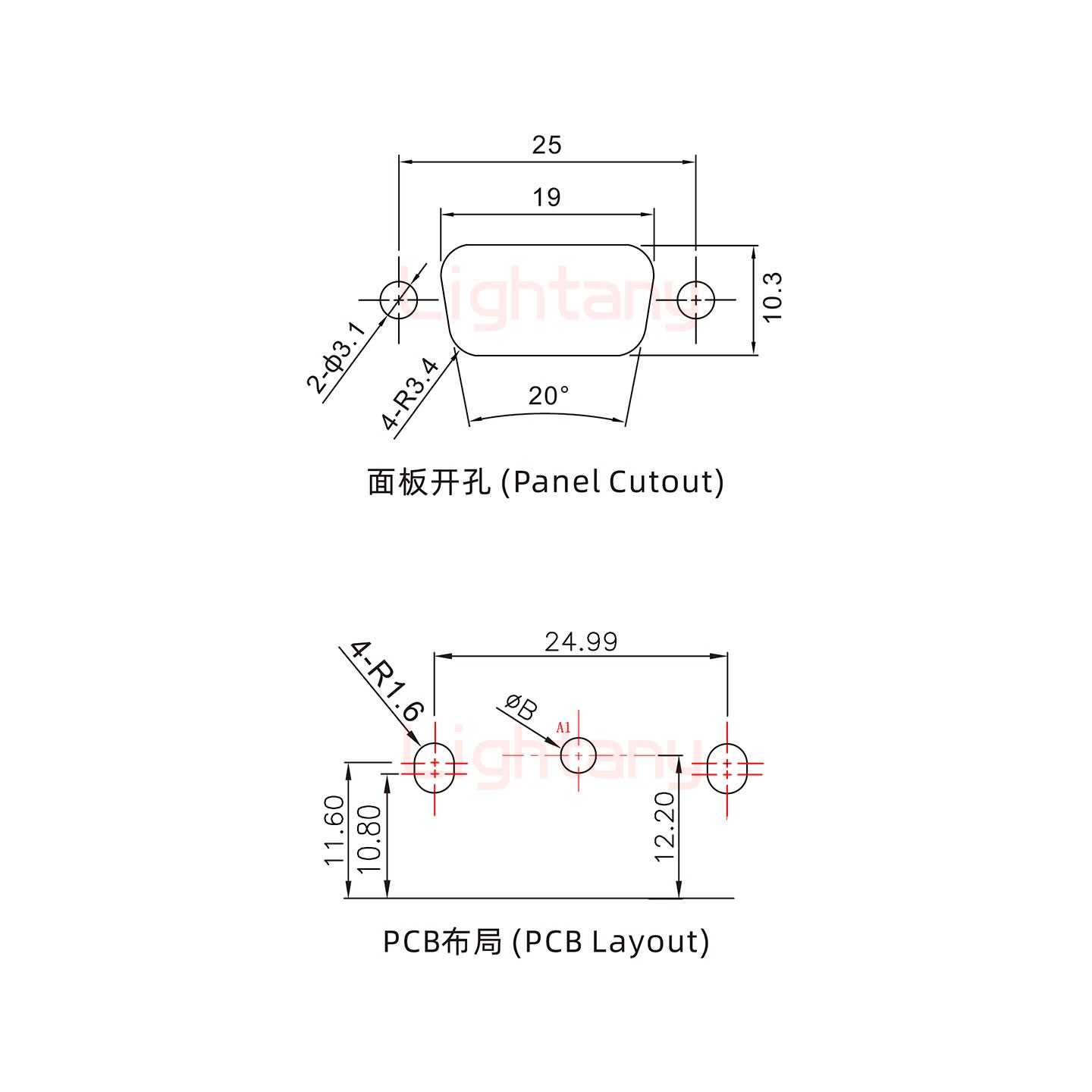 1W1公PCB彎插板/鉚支架10.8/大電流30A