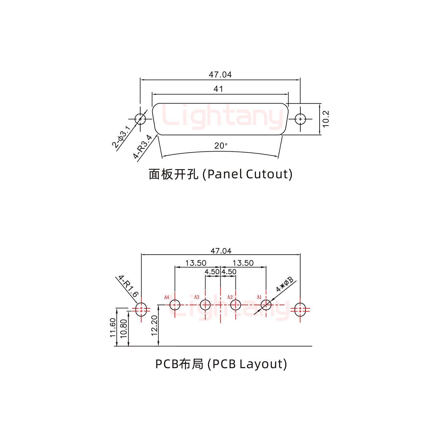 4V4母PCB彎插板/鉚支架11.6/大電流30A