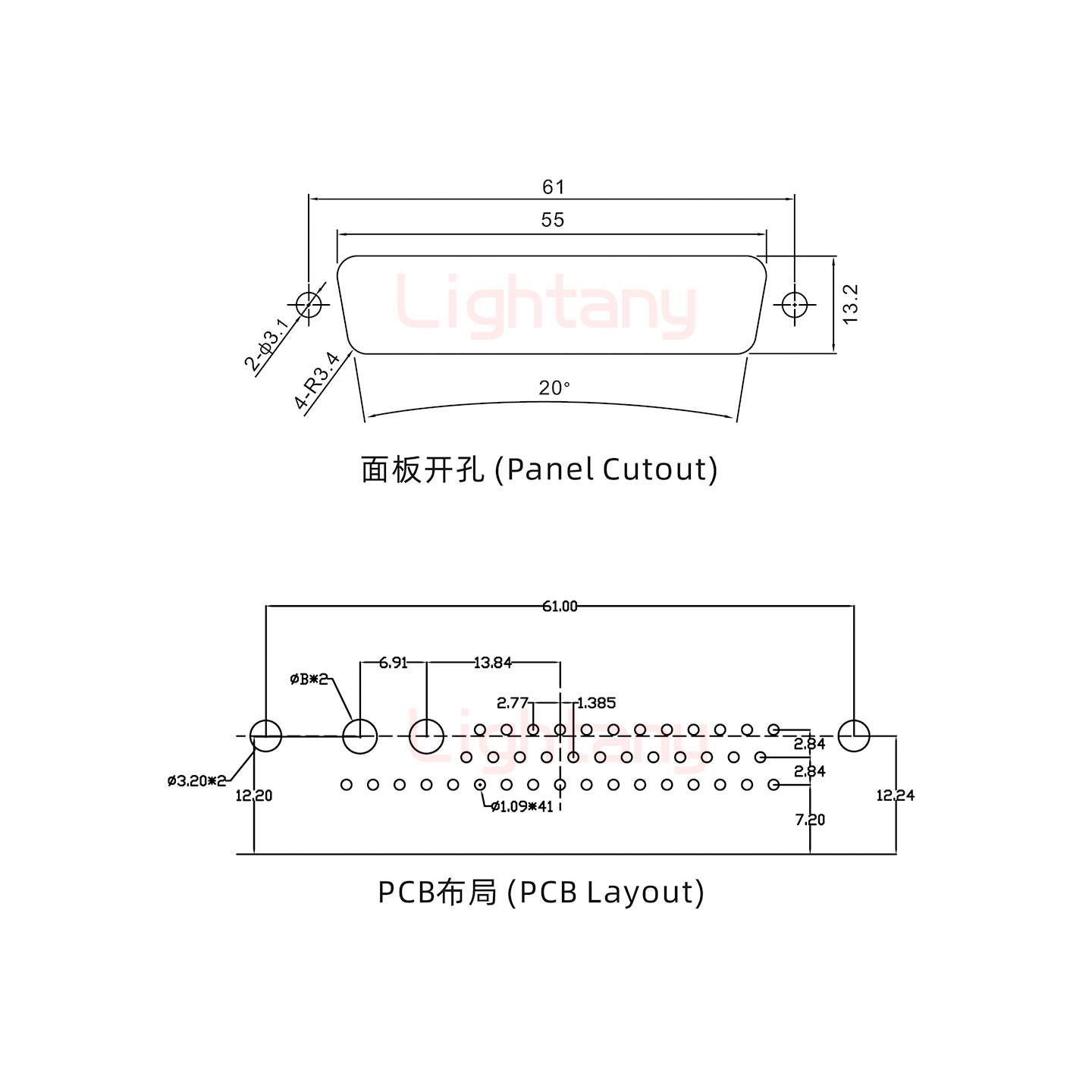 43W2母PCB彎插板/鉚支架12.2/大電流20A