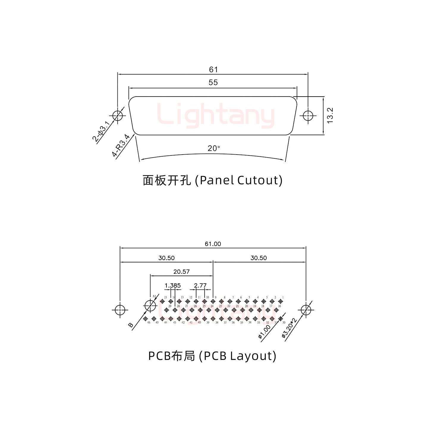 47W1母PCB直插板/鉚魚(yú)叉7.0/大電流10A