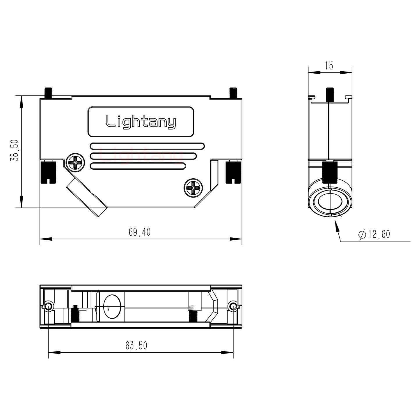 DB37公焊線+金屬外殼967斜出線4~12mm