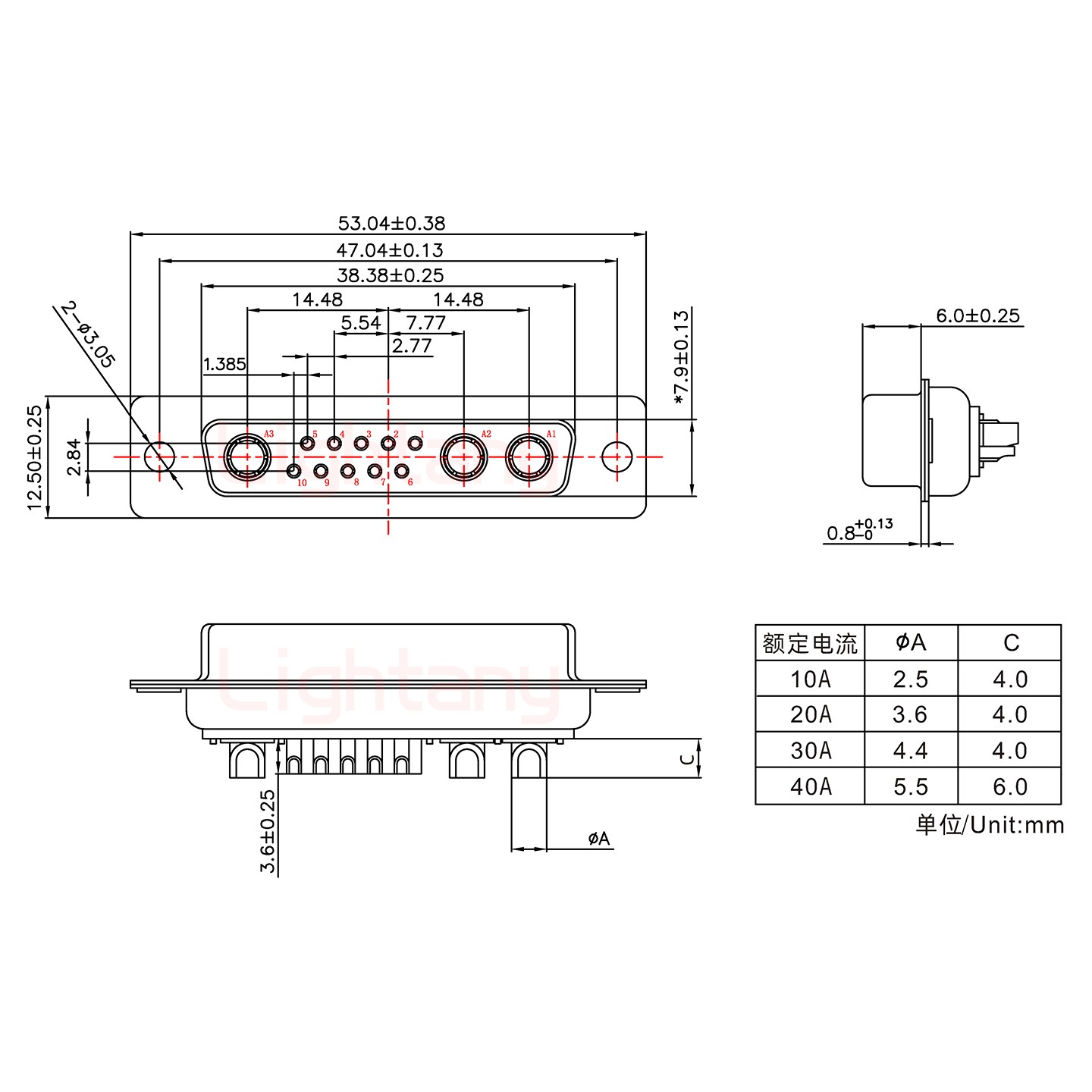 13W3母短體焊線10A+25P金屬外殼1015彎出線4~12mm