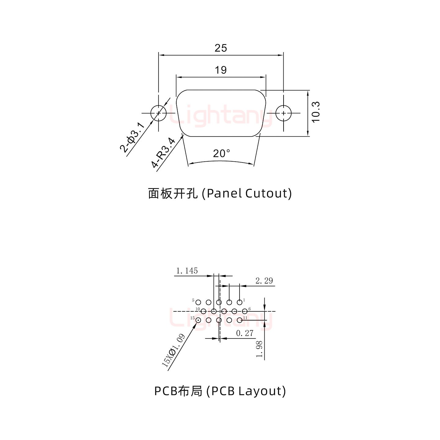 防水HDP15 母 直插板 鎖螺絲 車針