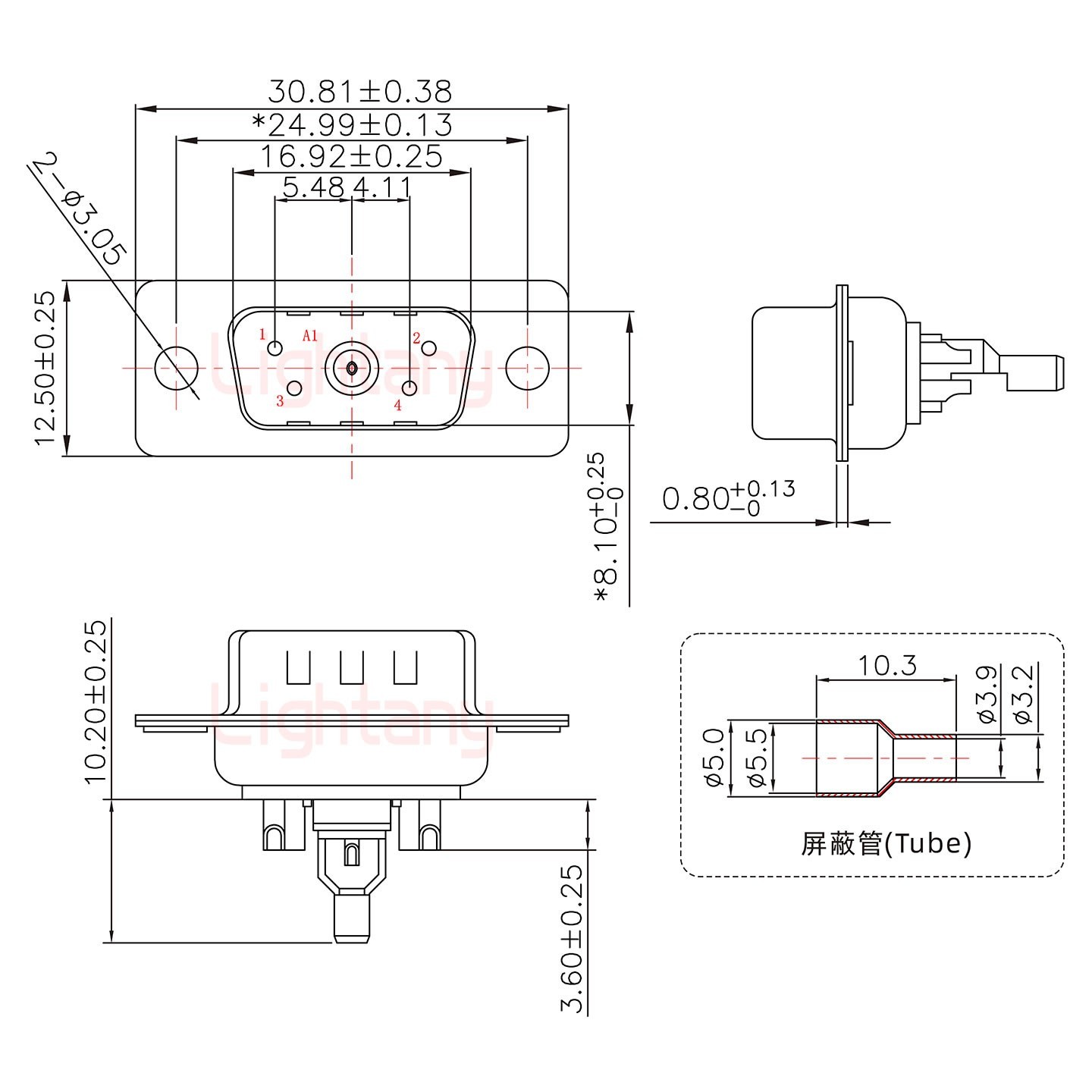 5W1公頭焊線+防水接頭/線徑5~11mm/射頻同軸75歐姆