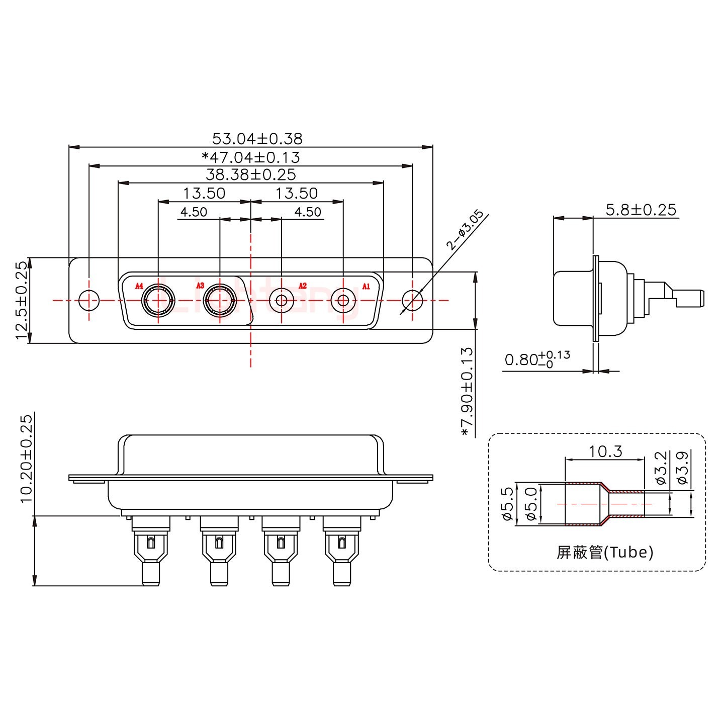 4V4母頭焊線+防水接頭/線徑10~16mm/射頻同軸75歐姆