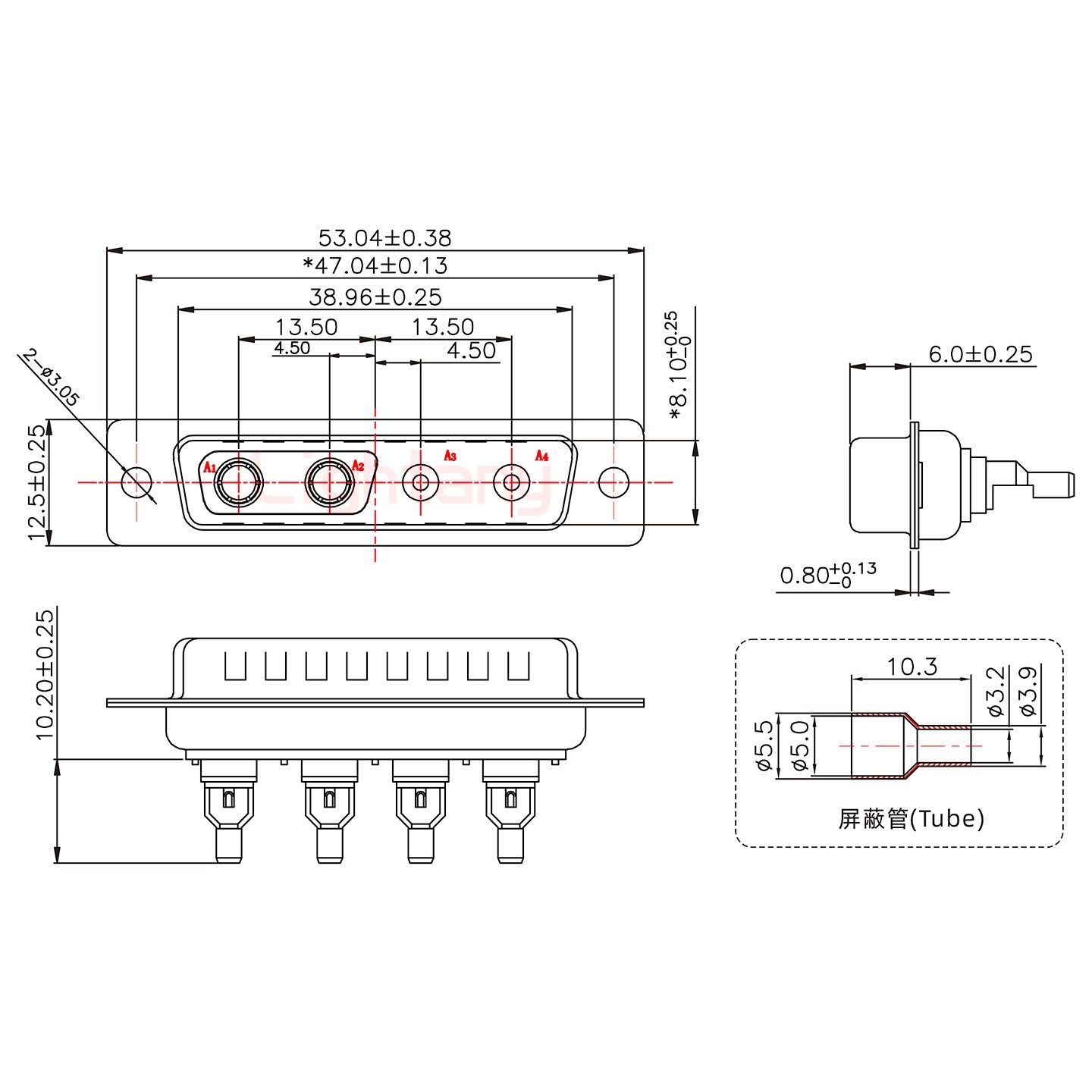 4V4公頭焊線+防水接頭/線徑5~11mm/射頻同軸75歐姆