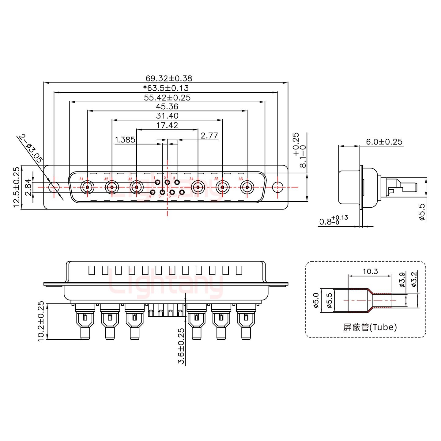 13W6A公頭焊線(xiàn)+防水接頭/線(xiàn)徑10~16mm/射頻同軸75歐姆