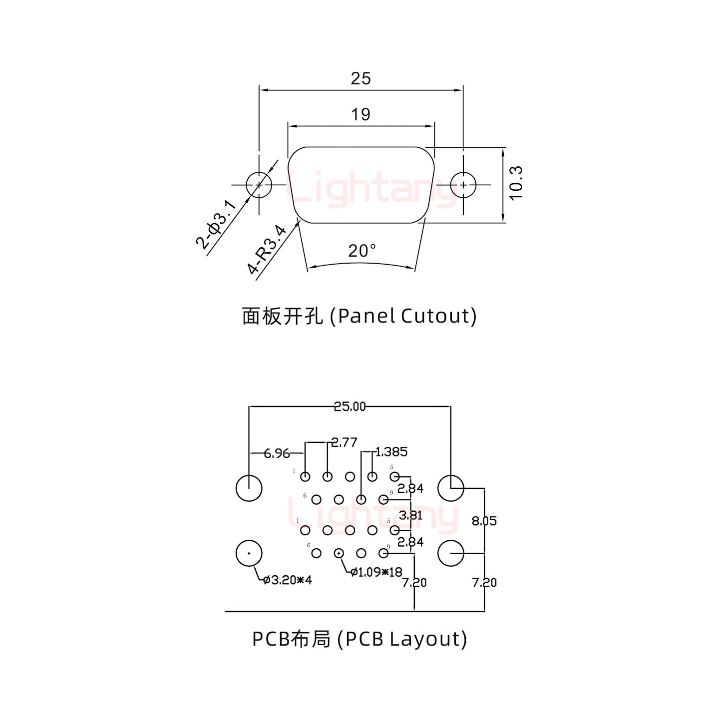 DR9 公對公 間距15.88 車針雙胞胎 D-SUB連接器