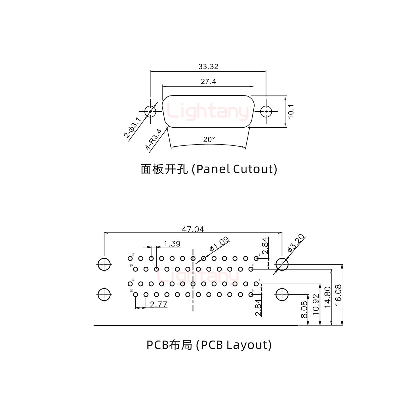 DR25母對(duì)母 間距19.05 雙胞胎沖針 D-SUB連接器