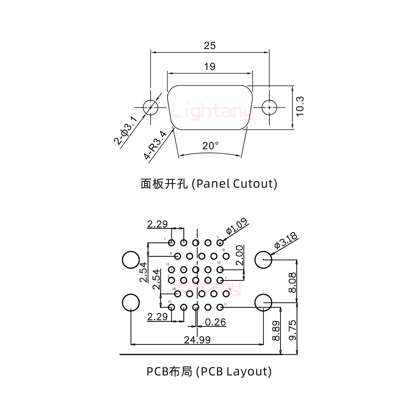 HDR15上公下母 間距15.88 雙胞胎沖針 D-SUB連接器