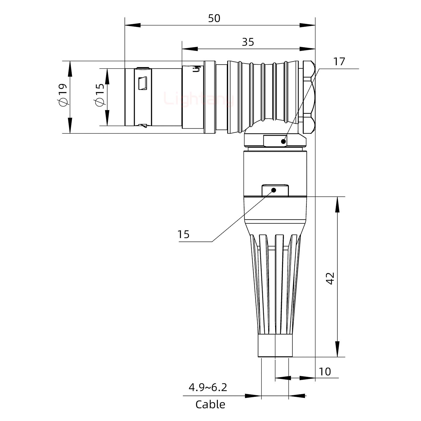 FHG.3B.020.CLAD62Z帶護套彎式插頭