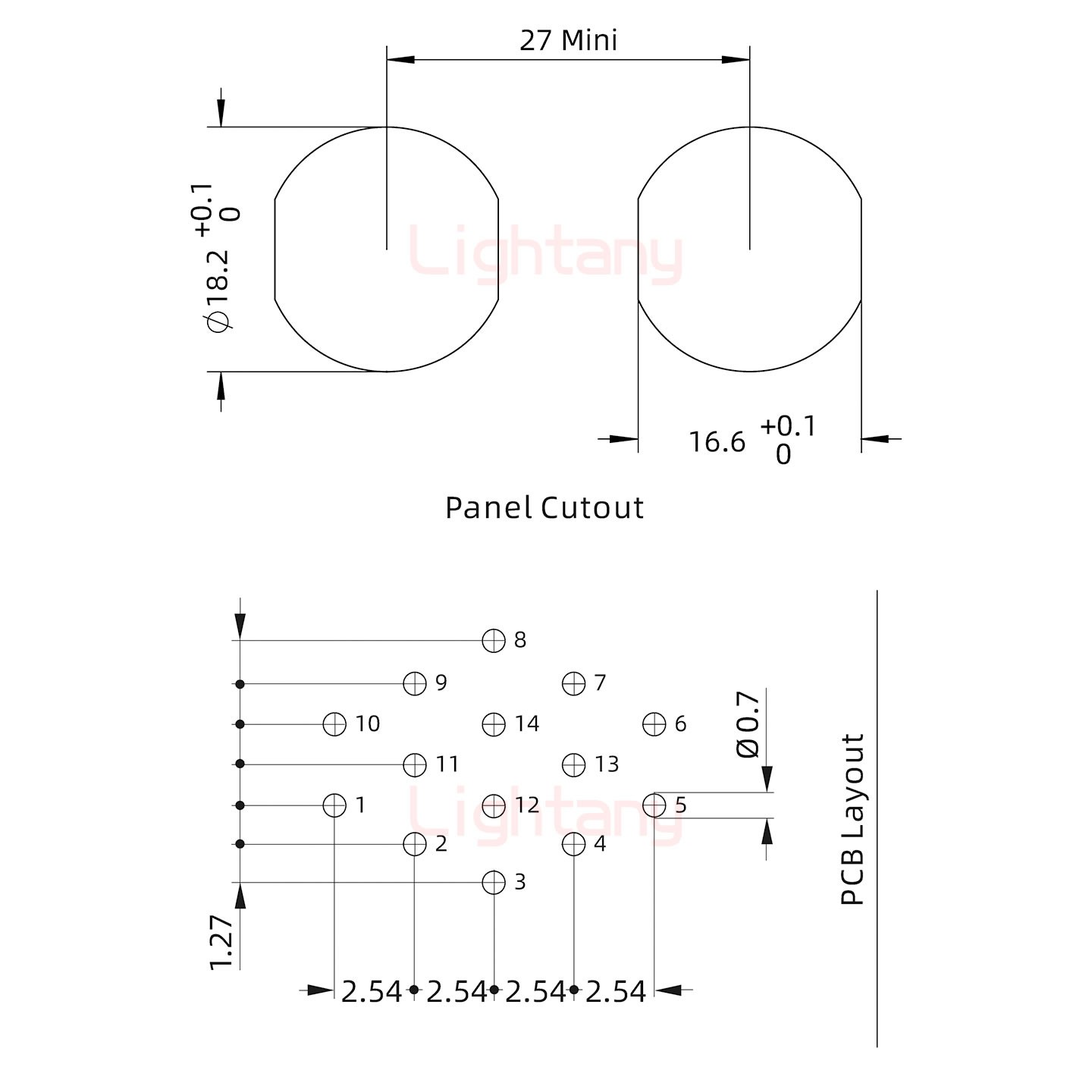 EEG.3B.016.CLV前螺母插座 PCB彎插板