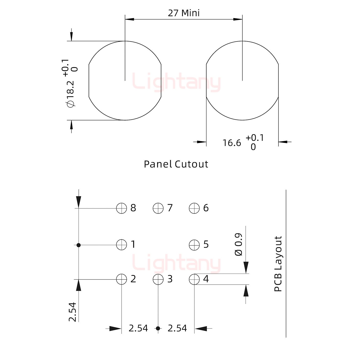 EEG.3B.012.CLV前螺母插座 PCB彎插板