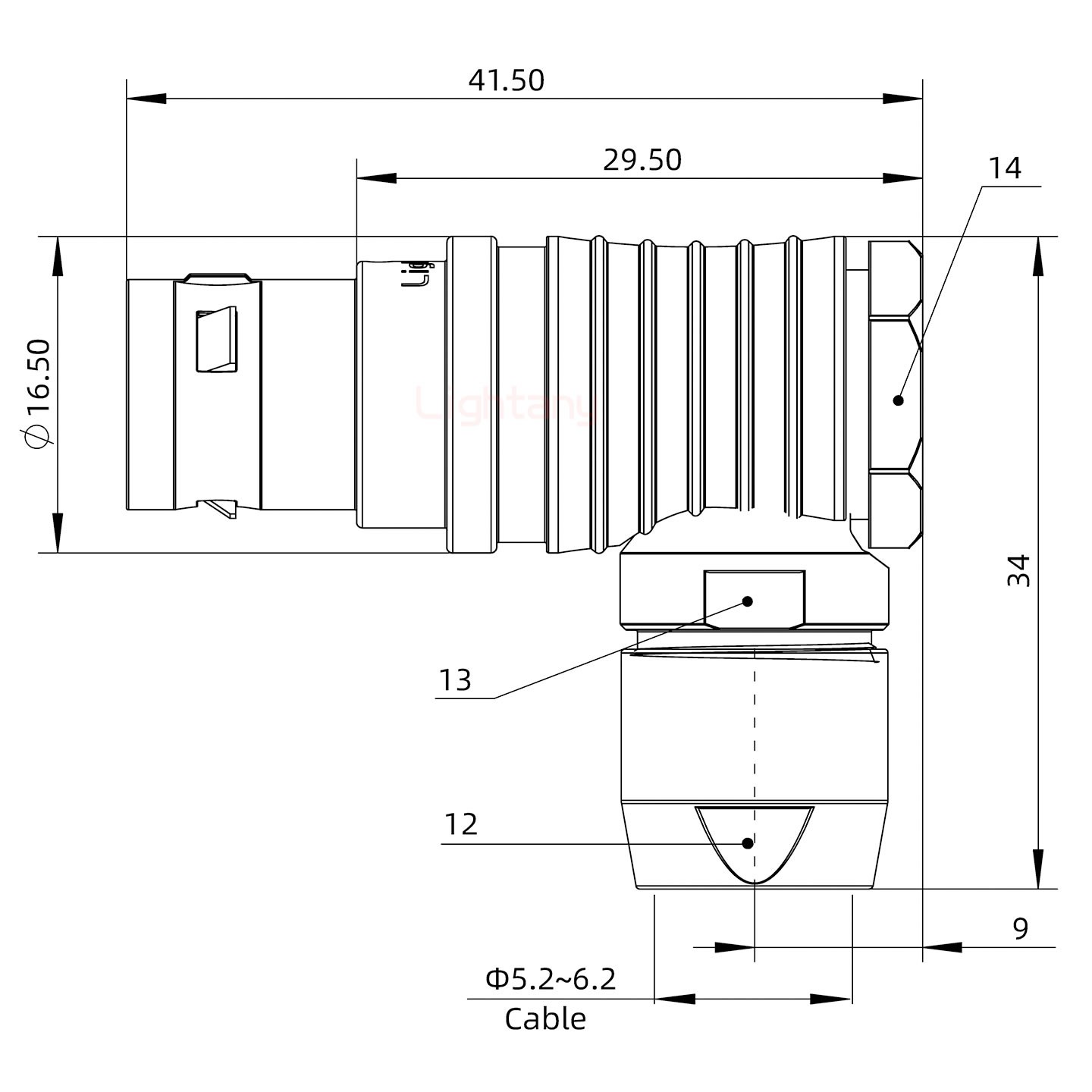 FHG.2B.010.CLAD62推拉自鎖彎式插頭