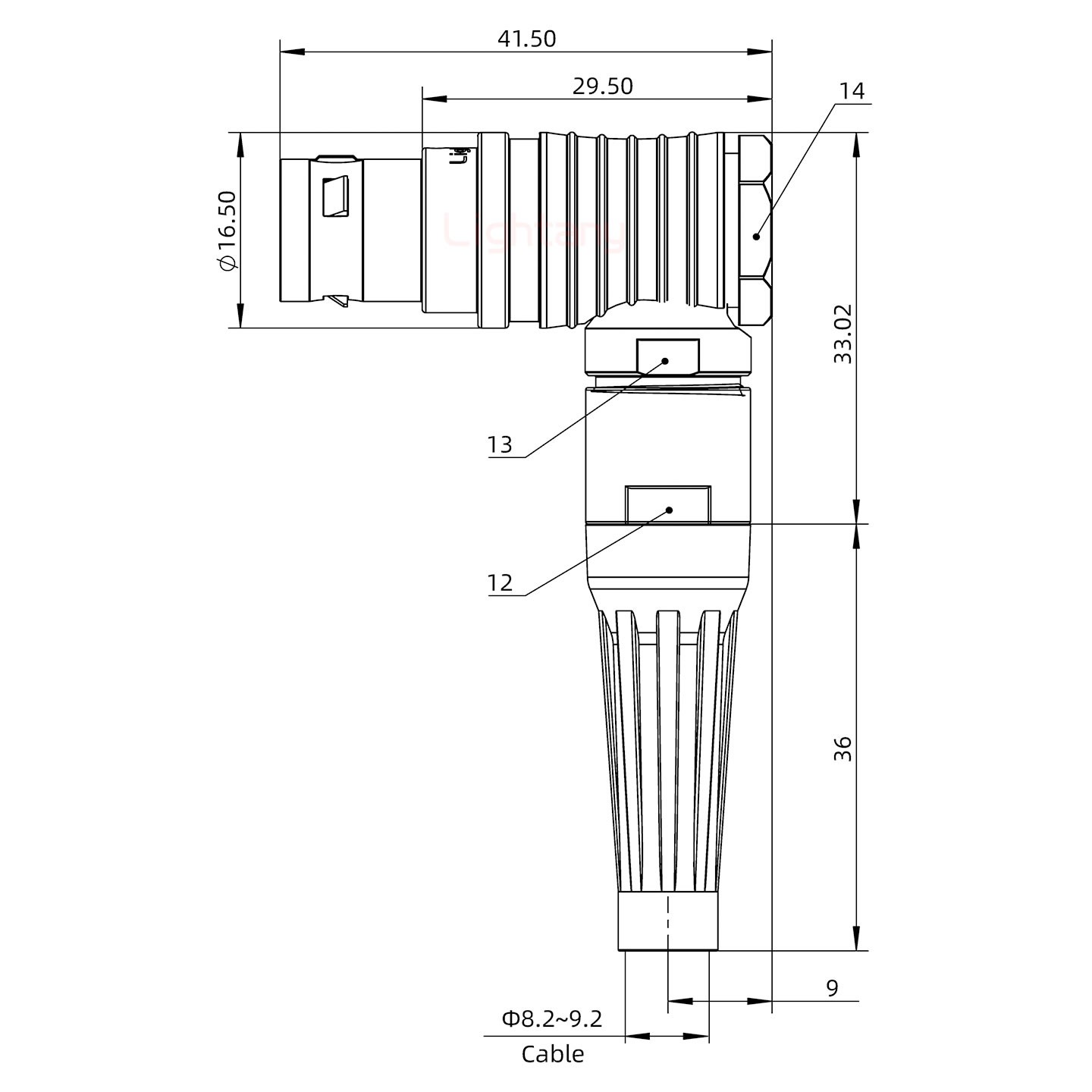 FHG.2B.004.CLAD92Z推拉自鎖帶護(hù)套彎式插頭