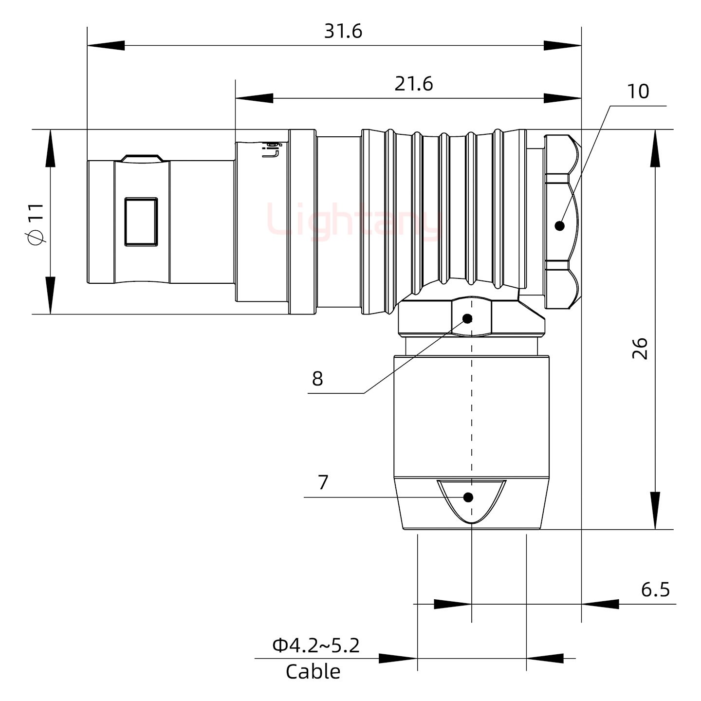 FHG.0B.003.CLAD52推拉自鎖彎式插頭