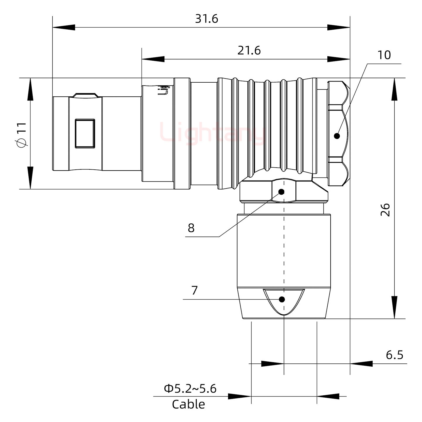 FHG.0B.006.CLAD56推拉自鎖彎式插頭