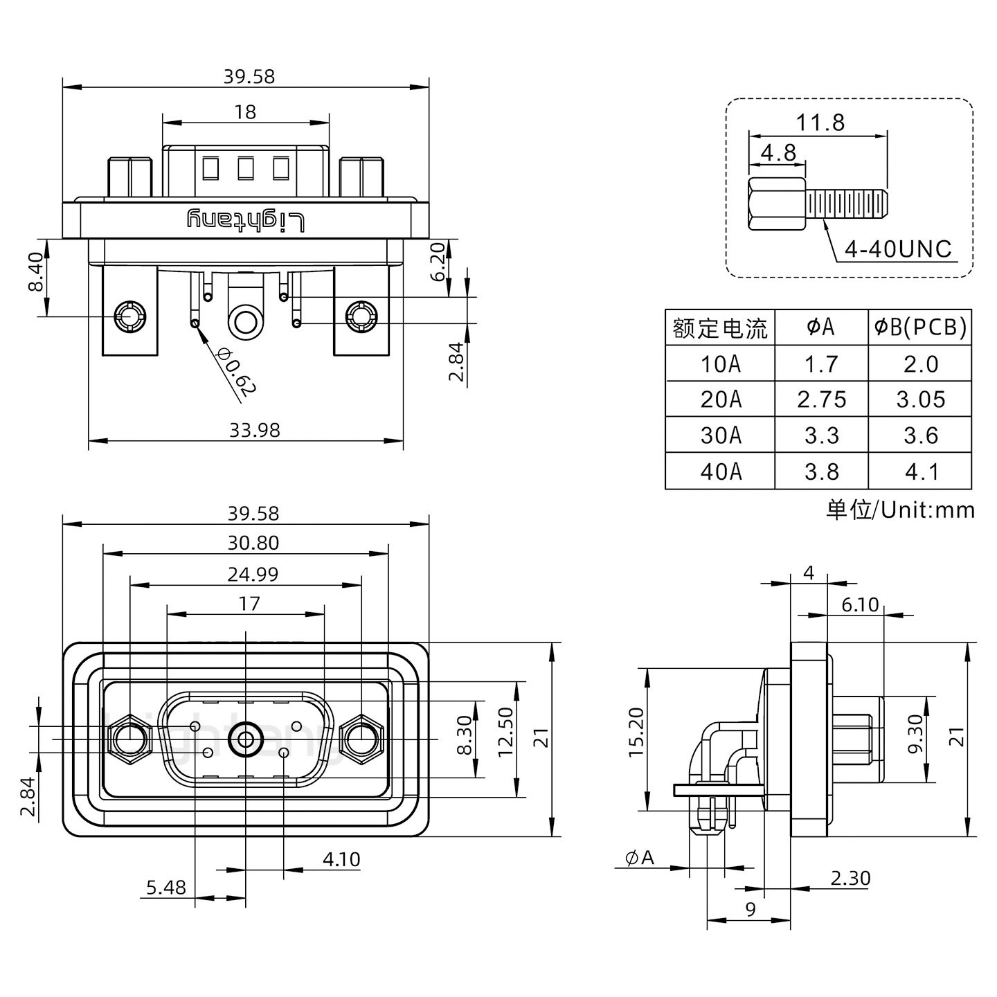 防水5W1公彎插板/鉚支架/鎖螺絲/大電流40A