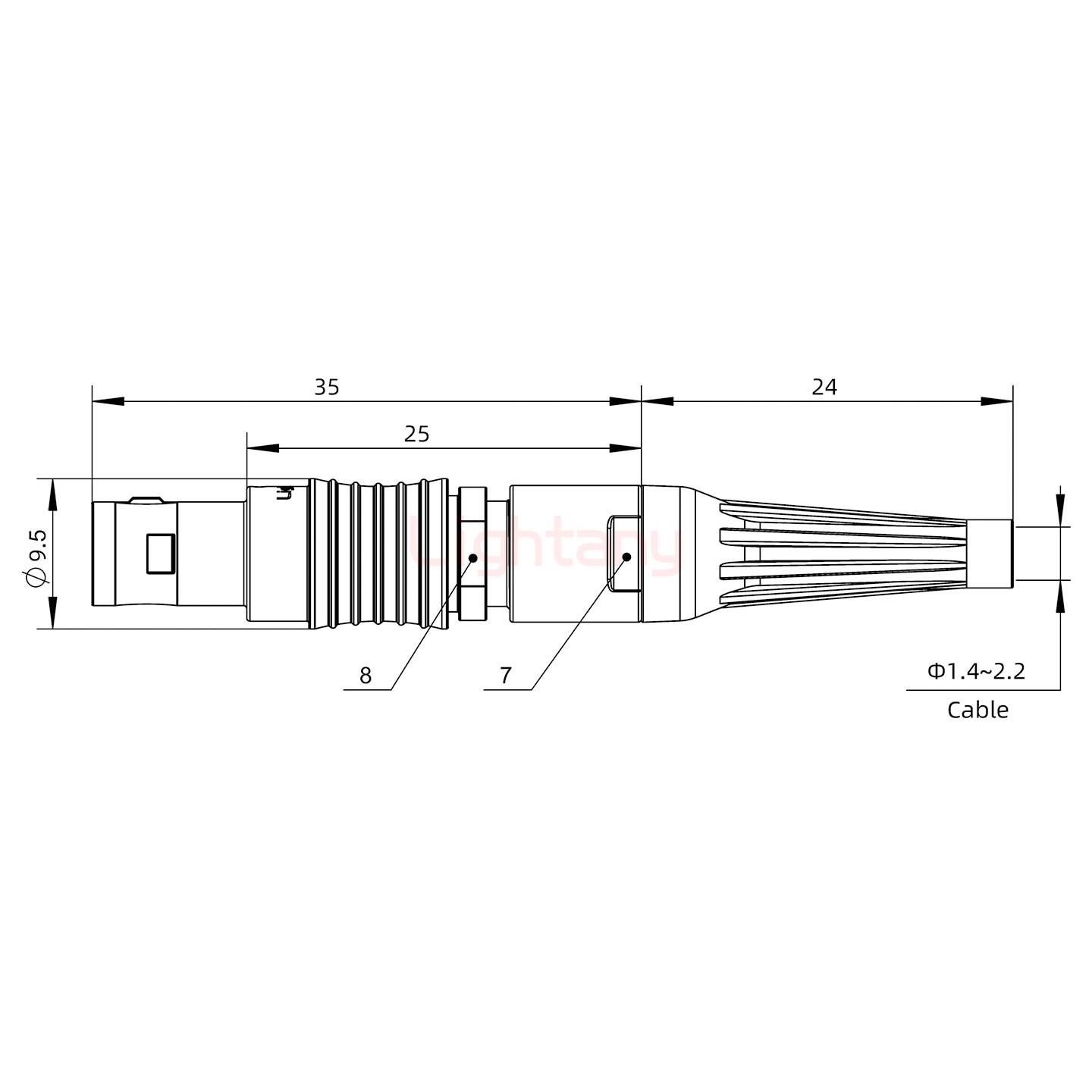 FGG.0B.002.CLAD21Z帶護套直式插頭